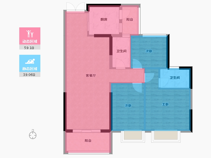 广东省-云浮市-翔顺筠粤豪苑-88.22-户型库-动静分区