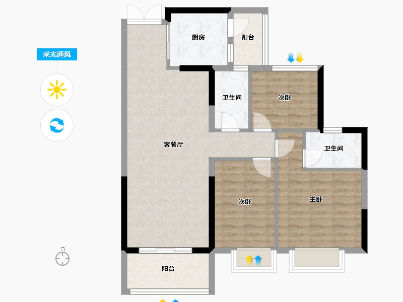 广东省-云浮市-翔顺筠粤豪苑-88.22-户型库-采光通风