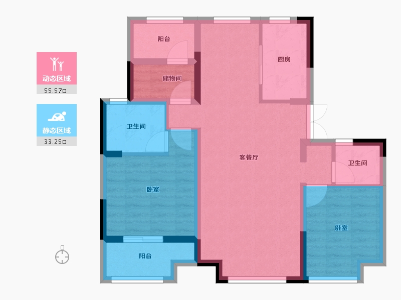 江苏省-南京市-冠城大通蓝湖庭-78.57-户型库-动静分区