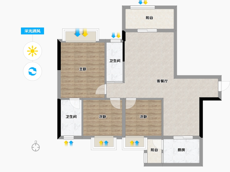 广东省-江门市-松鹤国际新城-89.02-户型库-采光通风