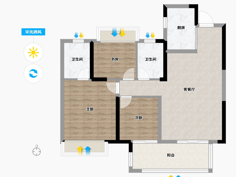 湖北省-荆州市-武汉城建电建荆韵-86.19-户型库-采光通风