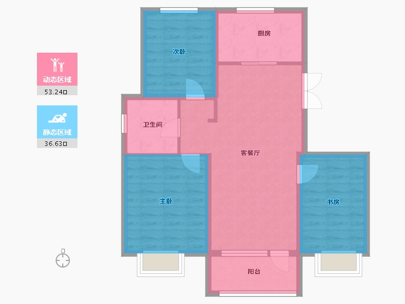 吉林省-吉林市-盈胜春晓-80.46-户型库-动静分区