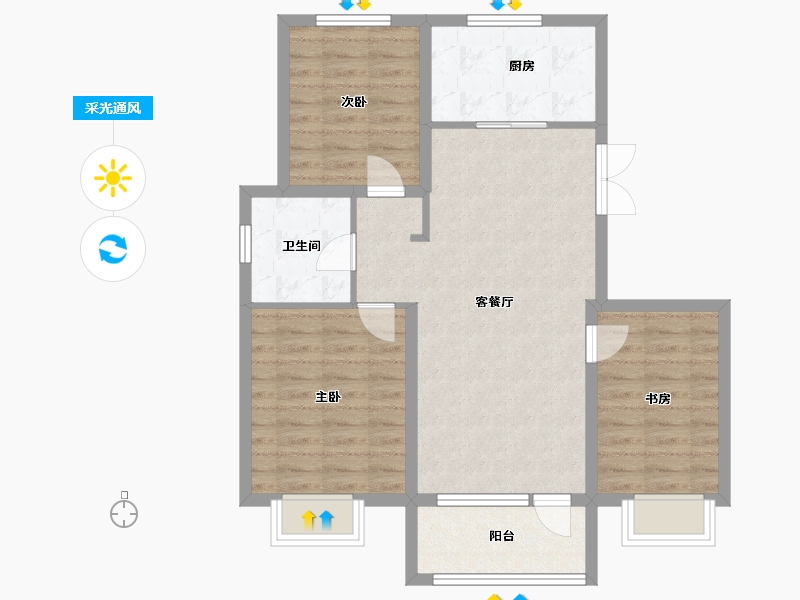 吉林省-吉林市-盈胜春晓-80.46-户型库-采光通风