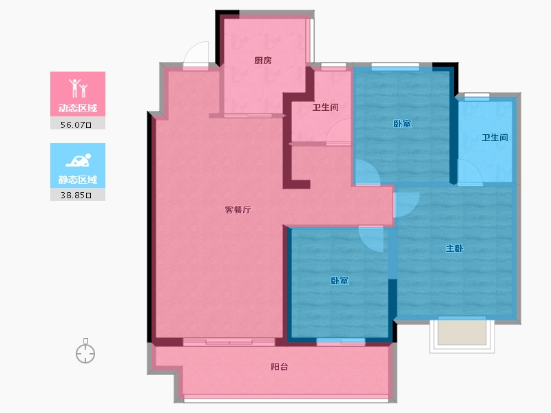 江苏省-常州市-弘阳上坤云革-84.80-户型库-动静分区