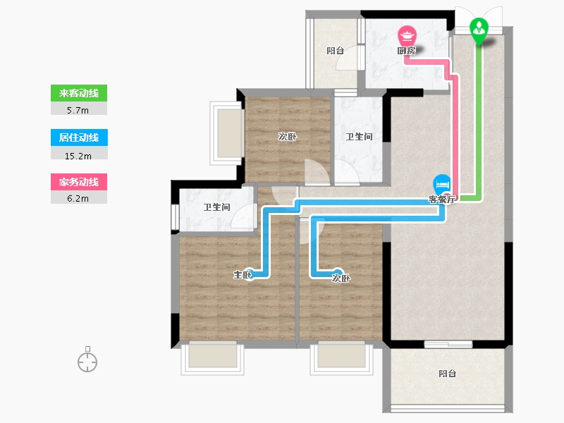 广东省-云浮市-翔顺筠粤豪苑-87.61-户型库-动静线