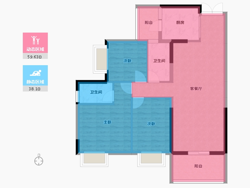 广东省-云浮市-翔顺筠粤豪苑-87.61-户型库-动静分区