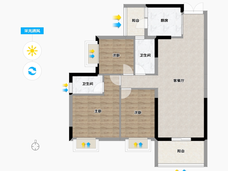 广东省-云浮市-翔顺筠粤豪苑-87.61-户型库-采光通风