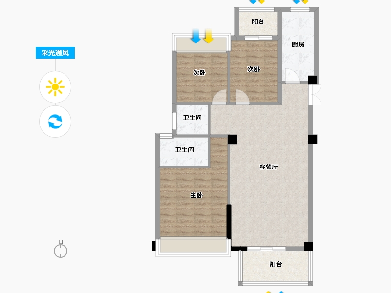 湖北省-荆门市-惠山御景-93.05-户型库-采光通风