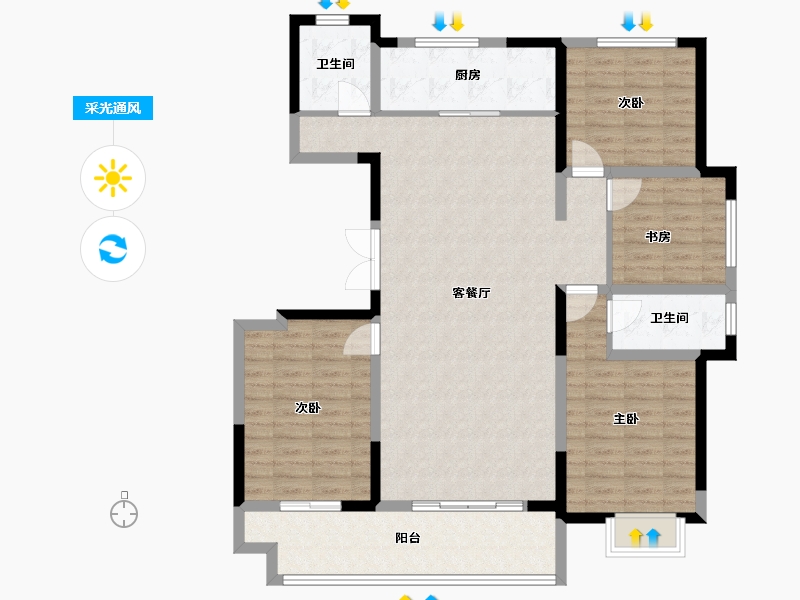 山东省-潍坊市-富春江豐泽苑-119.36-户型库-采光通风