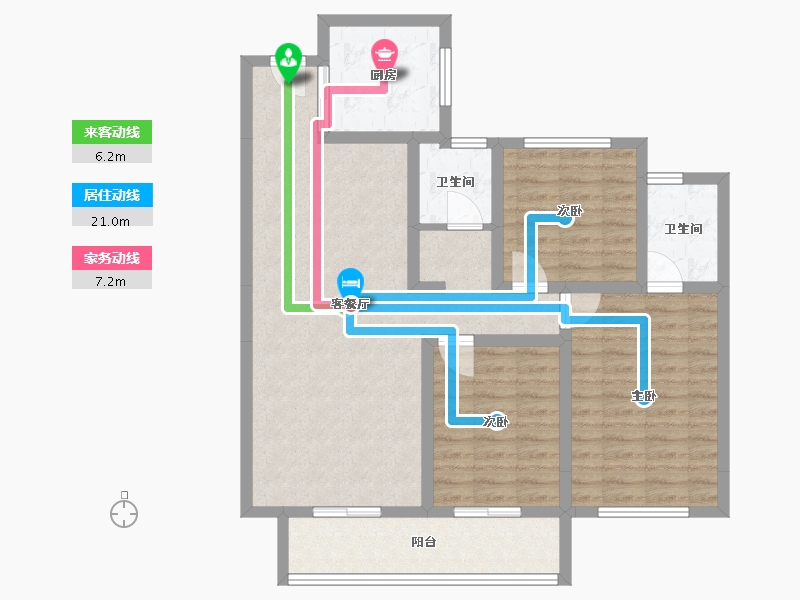 陕西省-宝鸡市-轩苑雍华公馆CD区-92.76-户型库-动静线