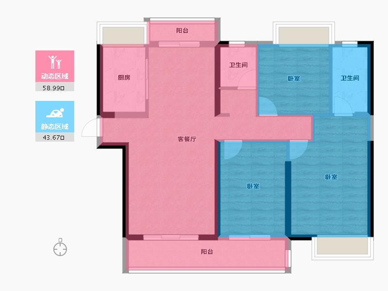 湖北省-荆门市-洋丰·地高上上城-92.00-户型库-动静分区