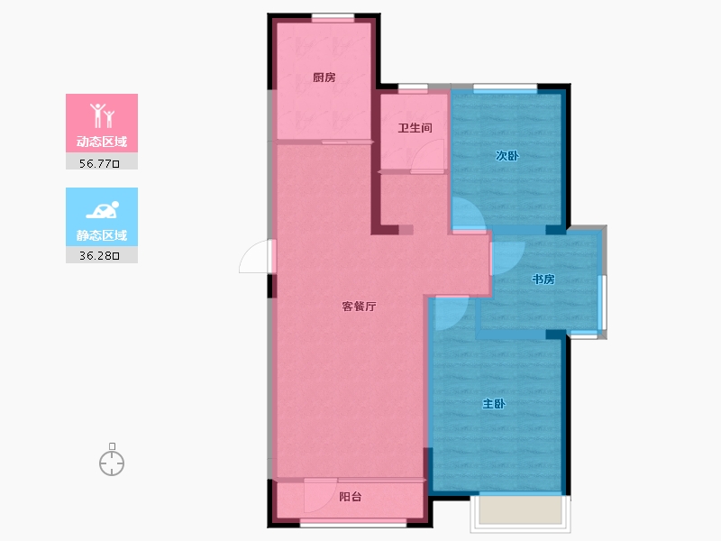 辽宁省-锦州市-西湖·香溢府-83.42-户型库-动静分区