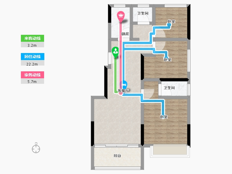 河南省-郑州市-浩创•梧桐茗筑-77.61-户型库-动静线