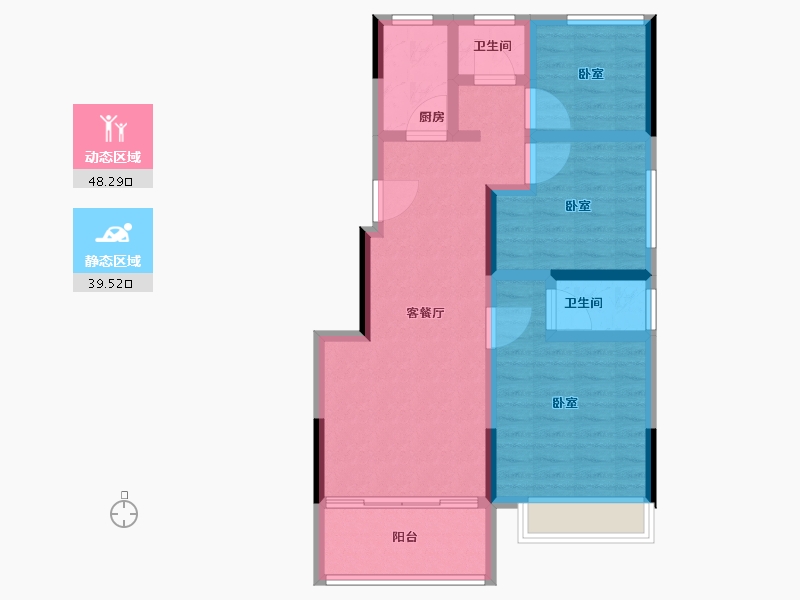 河南省-郑州市-浩创•梧桐茗筑-77.61-户型库-动静分区