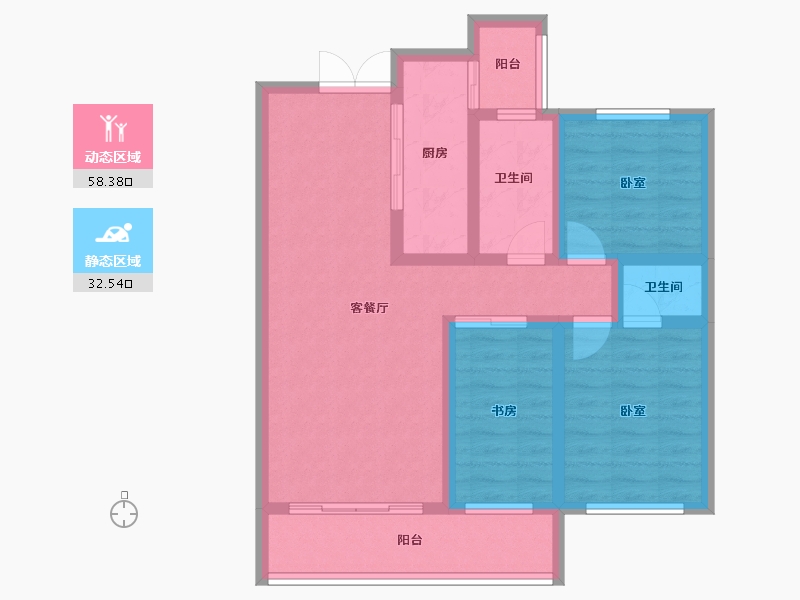 内蒙古自治区-乌兰察布市-碧桂园服务·御湖绿都-79.94-户型库-动静分区