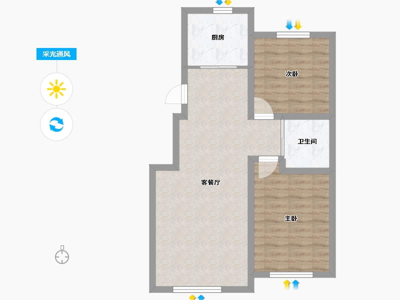 吉林省-长春市-天盛御景溪岸-62.21-户型库-采光通风