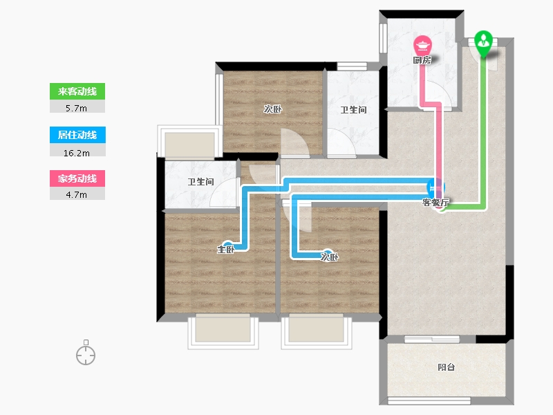 海南省-海口市-盛和花城一期-80.00-户型库-动静线