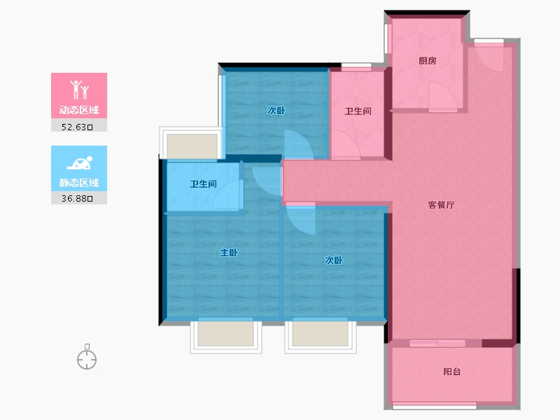 海南省-海口市-盛和花城一期-80.00-户型库-动静分区