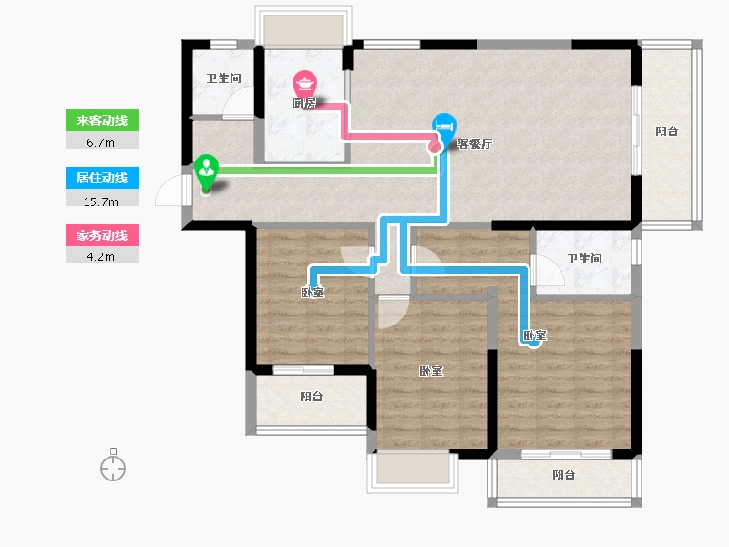 湖北省-荆门市-洋丰·地高上上城-102.69-户型库-动静线