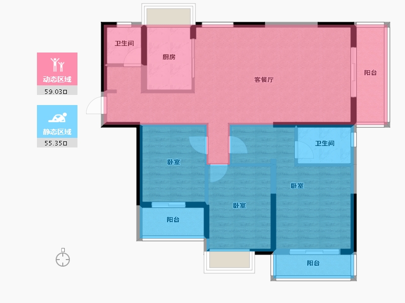 湖北省-荆门市-洋丰·地高上上城-102.69-户型库-动静分区