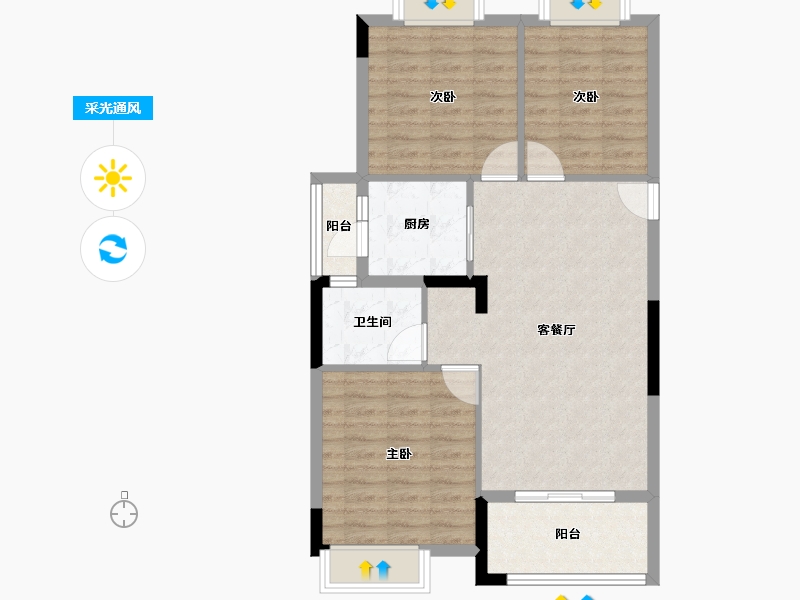 江西省-景德镇市-陶文旅望陶南苑-80.80-户型库-采光通风