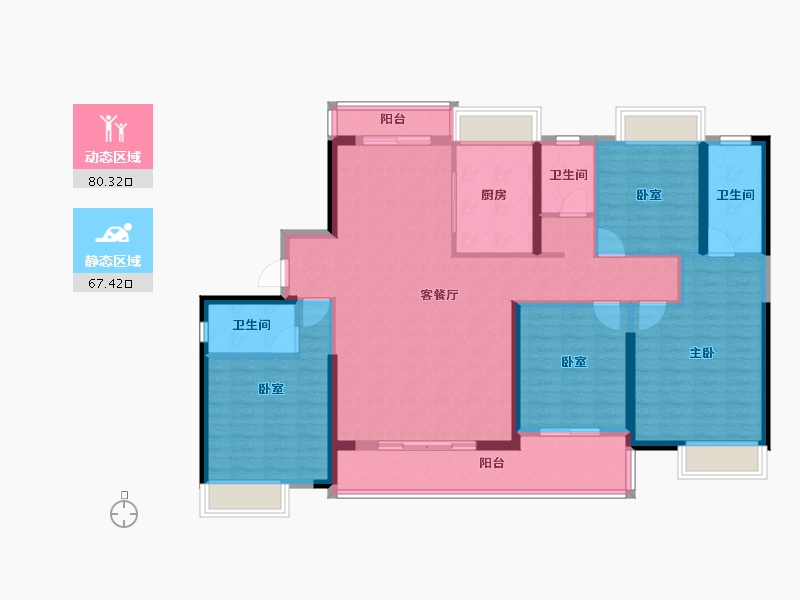 湖北省-荆门市-洋丰·地高上上城-133.44-户型库-动静分区