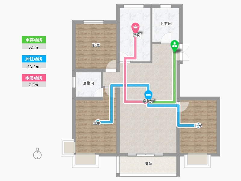 甘肃省-临夏回族自治州-滨河花苑B区-92.28-户型库-动静线