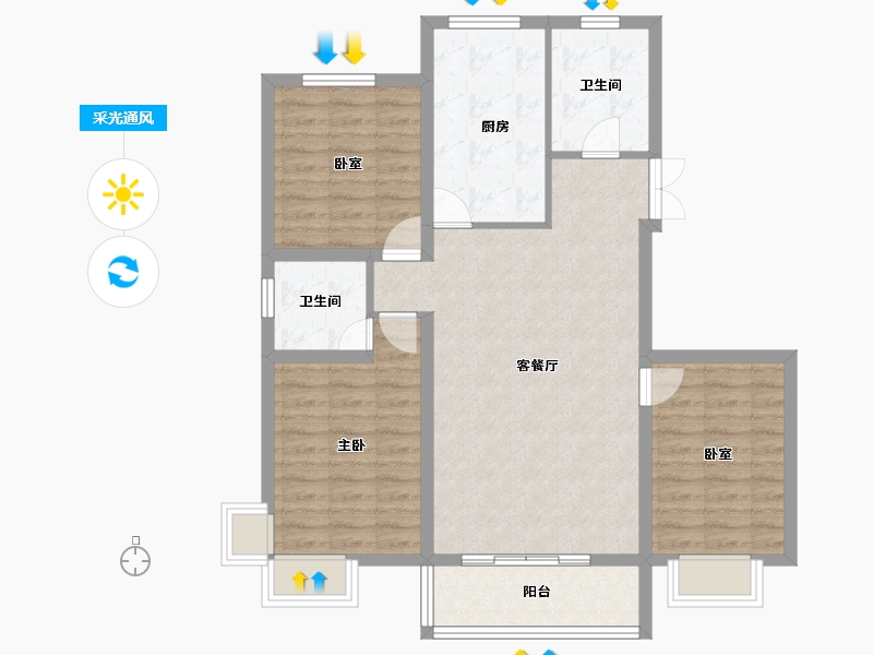 甘肃省-临夏回族自治州-滨河花苑B区-92.28-户型库-采光通风