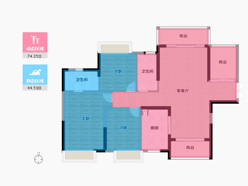 贵州省-贵阳市-贵阳市观山湖区金融城中天铭悦 -146.96-户型库-动静分区