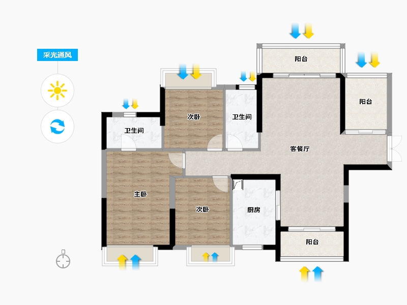 贵州省-贵阳市-贵阳市观山湖区金融城中天铭悦 -146.96-户型库-采光通风