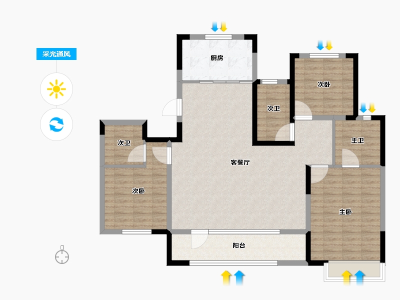 辽宁省-锦州市-西湖·香溢府-116.05-户型库-采光通风