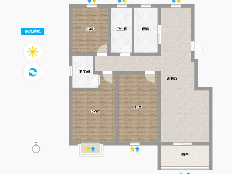 江苏省-连云港市-和安·紫薇园-102.41-户型库-采光通风