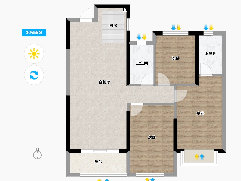 福建省-福州市-平潭岚湾正荣府-84.09-户型库-采光通风