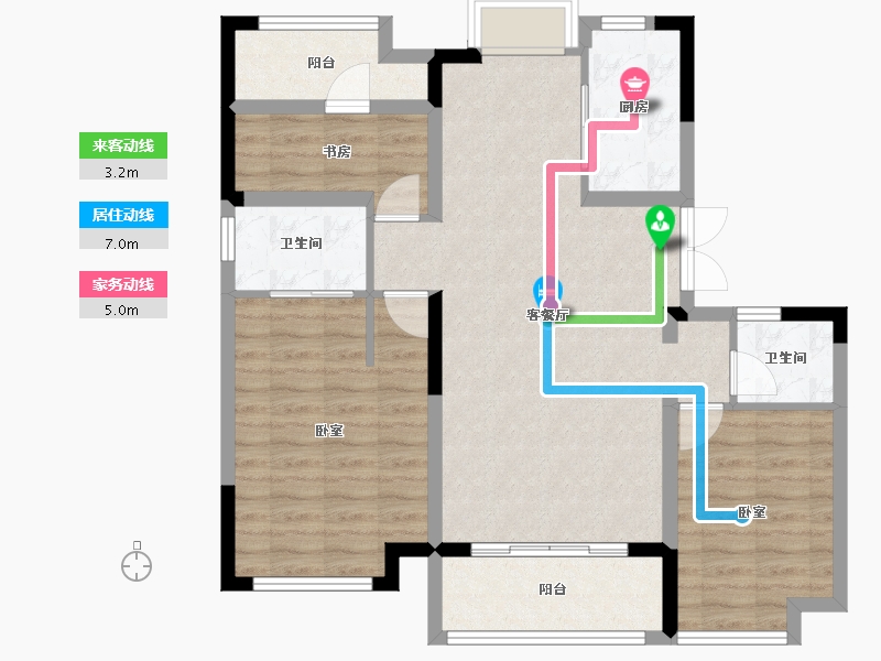 江苏省-南京市-冠城大通蓝湖庭-89.15-户型库-动静线