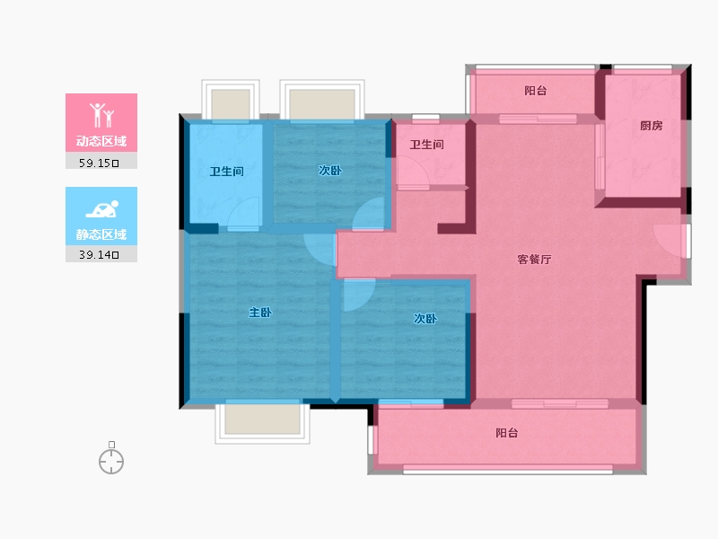 湖北省-荆州市-武汉城建电建荆韵-86.88-户型库-动静分区