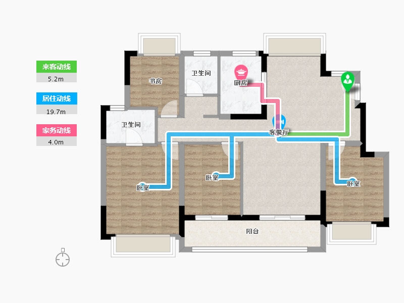 江苏省-南京市-龙光·下关城开·玖荣府-97.60-户型库-动静线