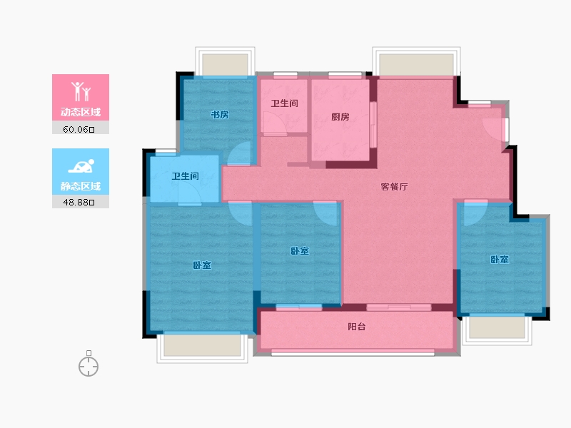 江苏省-南京市-龙光·下关城开·玖荣府-97.60-户型库-动静分区