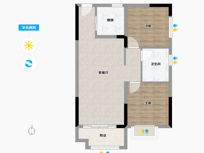 江西省-景德镇市-陶文旅望陶南苑-64.00-户型库-采光通风