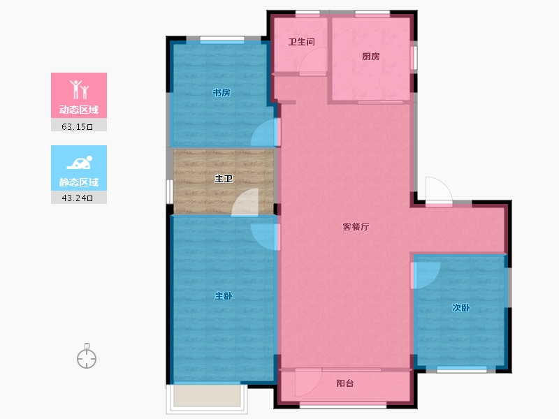 辽宁省-锦州市-西湖·香溢府-103.77-户型库-动静分区