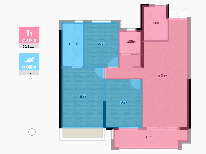 湖北省-荆州市-楚天都市润园-86.39-户型库-动静分区