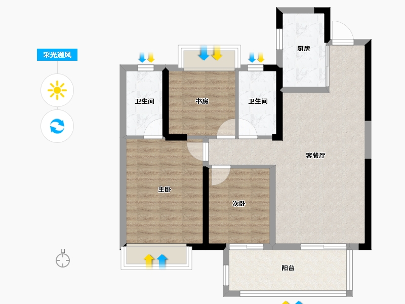 湖北省-荆州市-武汉城建电建荆韵-84.58-户型库-采光通风