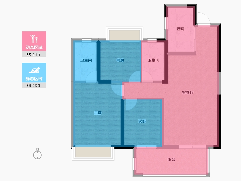 湖北省-荆州市-武汉城建电建荆韵-84.58-户型库-动静分区