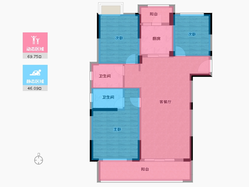 湖北省-荆门市-象山雲邸-103.69-户型库-动静分区