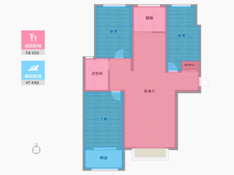 河北省-保定市-润达尚东城-95.76-户型库-动静分区