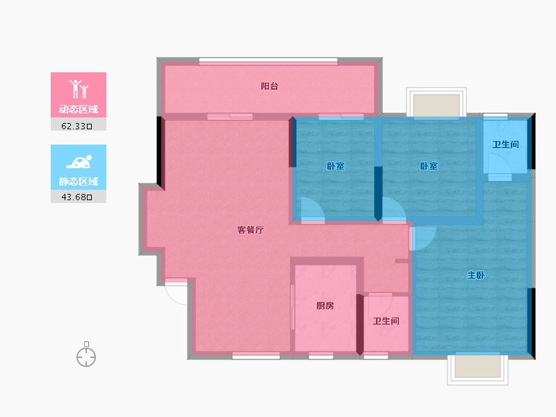 广西壮族自治区-桂林市-昭州鑫城C4区-94.06-户型库-动静分区