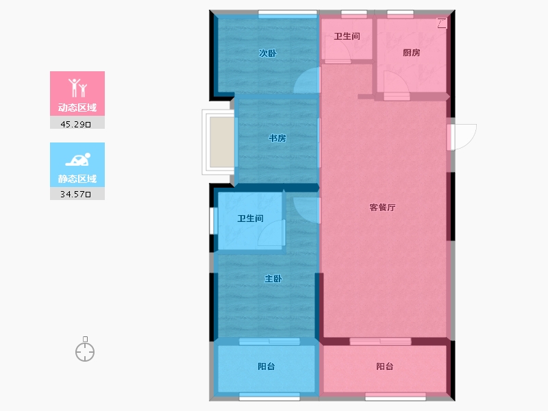 福建省-福州市-旭辉江南赋-71.35-户型库-动静分区