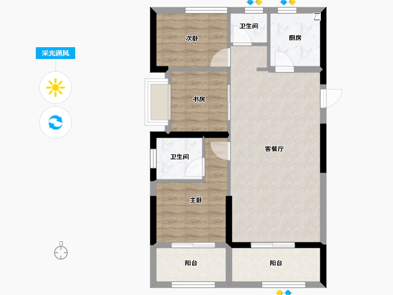 福建省-福州市-旭辉江南赋-71.35-户型库-采光通风