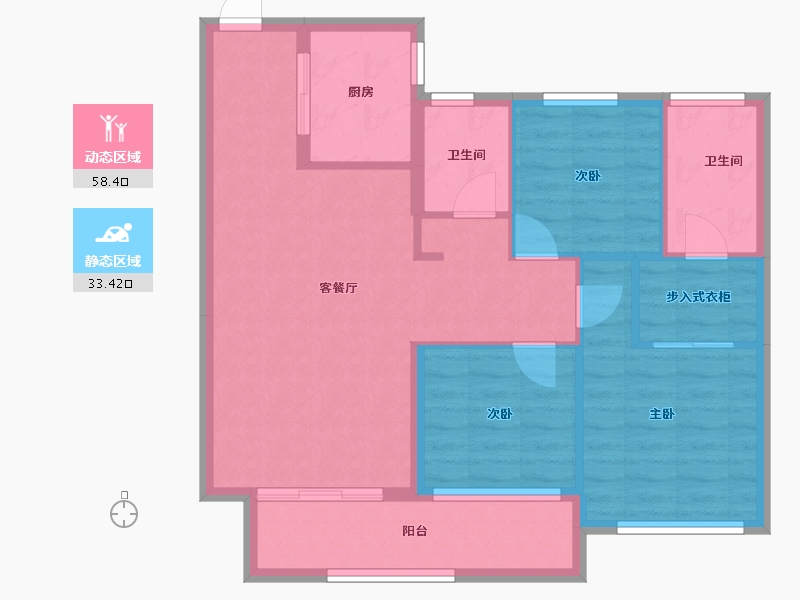 湖北省-仙桃市-绿地·香格里拉-82.38-户型库-动静分区