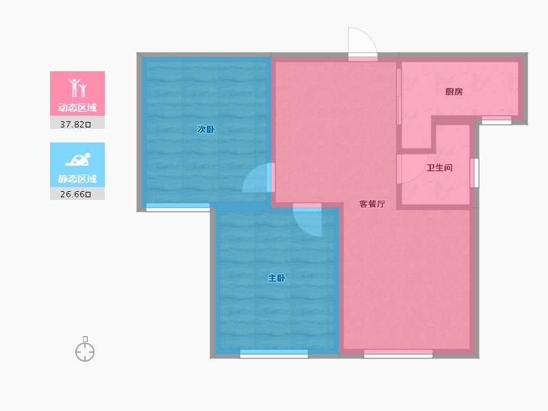 新疆维吾尔自治区-乌鲁木齐市-交建翰博苑-57.38-户型库-动静分区