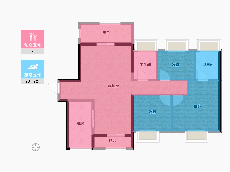 贵州省-贵阳市-美的国宾府-93.18-户型库-动静分区